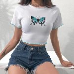 Stylish Butterfly Graphic Crop Top