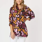 Vibrant Floral Printed Longline Shirt