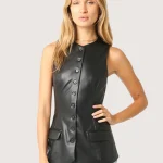 Black Faux Leather Vest
