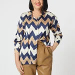 Stylish Chevron Print Satin Shirt